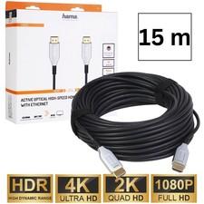 Hama 15m HDMI-Kabel Lang Anschluss-Kabel Optisch 4K 3D UHD Full-HD TV Konsole PC