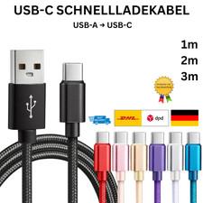 USB C Kabel Schnellladung Nylon 1m 2m 3m Samsung Huawei iPhone
