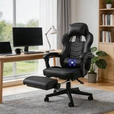 Gaming Stuhl Massage Ergonomischer Bürostuhl Drehstuhl Höhenverstellbar Schwarz