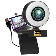 Webcam mit Ringlicht Full HD Lampe USB PC Kamera Konferenz Streaming Gaming