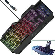 Schwaiger GT108 USB Gaming Tastatur RGB LED Beleuchtung Multimedia-Tasten Gamer