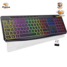 Kabellose Gaming Tastatur Beleuchtet Ergonomisch Wasserdicht QWERTZ Schwarz für