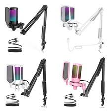 FIFINE USB Mikrofon PC Gaming mit Arm, Shock Mount für Streaming Podcast Studio