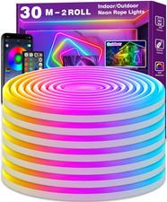 RGB Neon LED Strip 10 - 36m Lichtleiste App Fernbedienung Musik IP65 Dimmbar