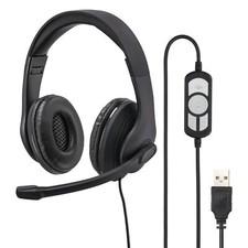 Hama Over Ear Stereo Headset HS-USB300 2m Kabel Mikrofon USB PC Office Kopfhörer