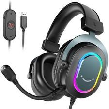FIFINE Gaming Headset mit Mikrofon USB Over Ear Kopfhörer mit Kabe mit 3 EQ-Modi