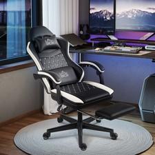 HOMCOM Gaming Stuhl Ergonomischer Gamer Stuhl mit Lendenwirbelstütze, Fußstütze
