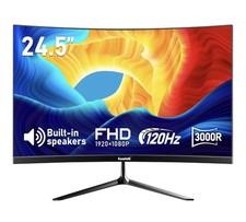 Gawfolk 24,5 Zoll Curved Monitor Mit Eingebauten Lautsprechern, 3000R 120Hz PC G