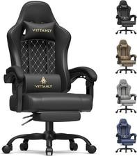Vittanly Gaming Stuhl Ergonomischer Höhenverstellbarer Bis150 kg mit Kopfstütze