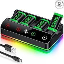 4 x 6200 mWh Xbox Akku mit Ladestation für Xbox One/Xbox Series X|S/S/X/Elite