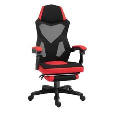Ergonomischer Bürostuhl Gaming Stuhl Drehstuhl mit Fußstütze Polyester Schwarz