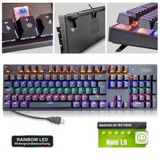 Note 1,9: Mechanische PC Tastatur LED RGB Gaming USB QWERTZ Keyboard 105 Tasten