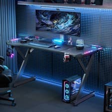 120/140cm LED Gaming Schreibtisch Ergonomischer Gaming Computertisch mit Mauspad