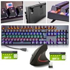 SET: Mechanische USB Gaming Tastatur RGB LED & Ergonom. Funkmaus QWERTZ Layout