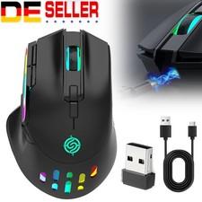 Funk Maus Gaming Kabellos Wireless Mouse Für PC Laptop RGB Schwarz USB DE