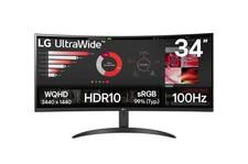 LG 34WR50QK‑B 34" UltraWide Curved QHD Monitor mit 3440x1440, 100Hz & HDR10
