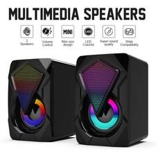 PC Lautsprecher Stereo USB RGB LED Kabel 3,5mm AUX Gaming Lautsprecher