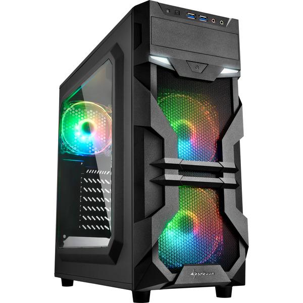 Sharkoon VG7-W RGB Generalüberholt, Tower-Gehäuse schwarz, Seitenteil aus Acryl