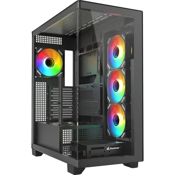 Sharkoon ELITE SHARK CA500 Generalüberholt, Tower-Gehäuse schwarz, Tempered Glass x 2