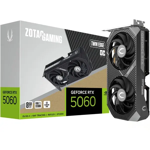 ZOTAC GeForce RTX 5060 Twin Edge OC, Grafikkarte DLSS 4, 3x DisplayPort, 1x HDMI 2.1