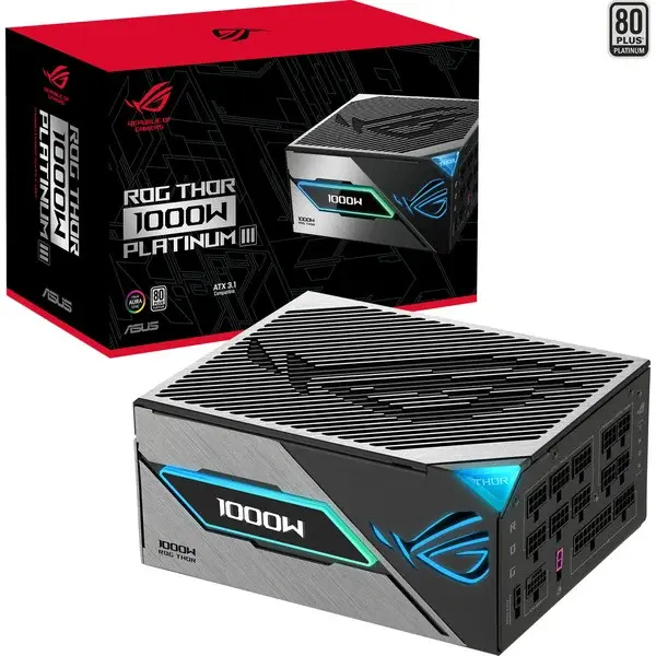 ASUS ROG Thor 1000W Platinum III, PC-Netzteil schwarz, 1x 12 Pin High Power GPU, 4x PCIe, Kabelmanagement, 1000 Watt