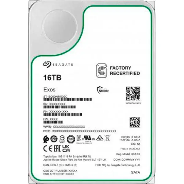 Seagate Exos 16 TB Generalüberholt, Festplatte SATA 6 Gb/s, 3,5"