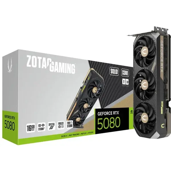 ZOTAC GeForce RTX 5080 SOLID CORE OC, Grafikkarte DLSS 4, 3x DisplayPort, 1x HDMI 2.1