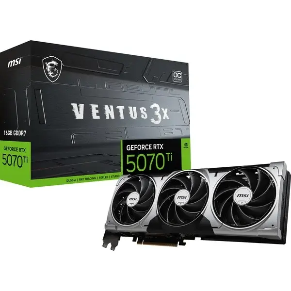 MSI GeForce RTX 5070 Ti 16G VENTUS 3X OC, Grafikkarte DLSS 4, 3x DisplayPort, 1x HDMI 2.1