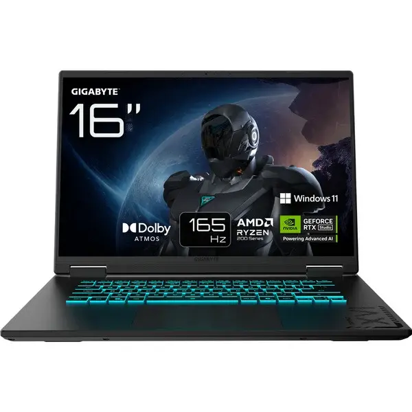 GIGABYTE GAMING A16 3THK3DE894SH, Gaming-Notebook schwarz, AMD Ryzen 7 260, NVIDIA GeForce RTX 5050, 16 GB DDR5, 1 TB (1 TB SSD), Windows 11 Home