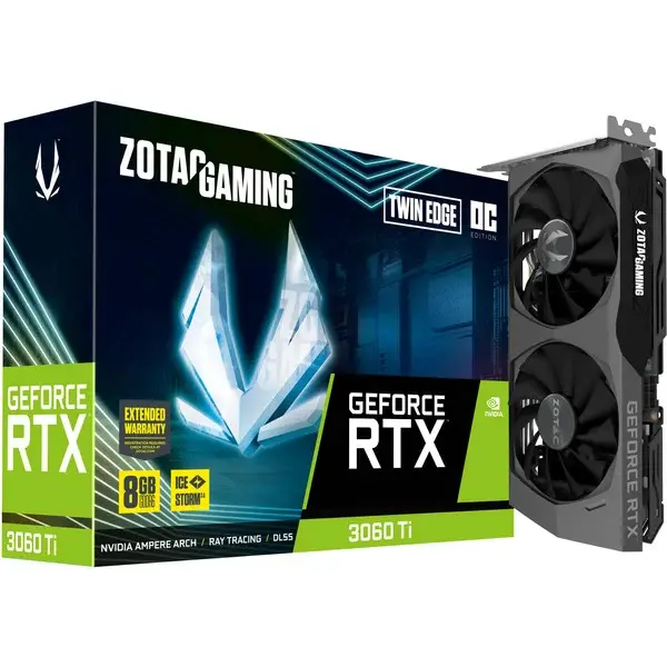 ZOTAC GeForce RTX 3060 Ti TWIN EDGE OC LHR Generalüberholt, Grafikkarte Lite Hash Rate, 3x DisplayPort, 1x HDMI 2.1