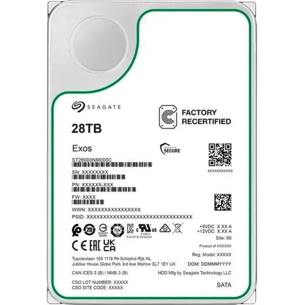 Seagate Exos 28 TB Generalüberholt, Festplatte SATA 6 Gb/s, 3,5"