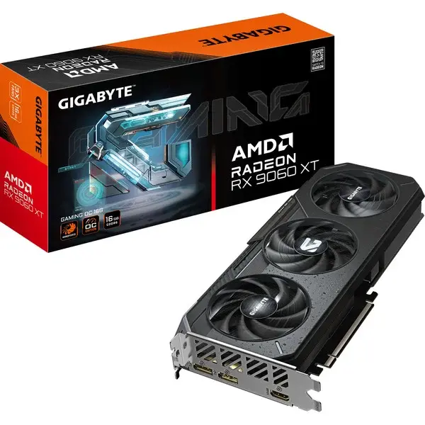 GIGABYTE Radeon RX 9060 XT GAMING OC 16GB, Grafikkarte schwarz