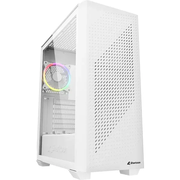 Sharkoon VS9 RGB , Tower-Gehäuse weiß, Tempered Glass