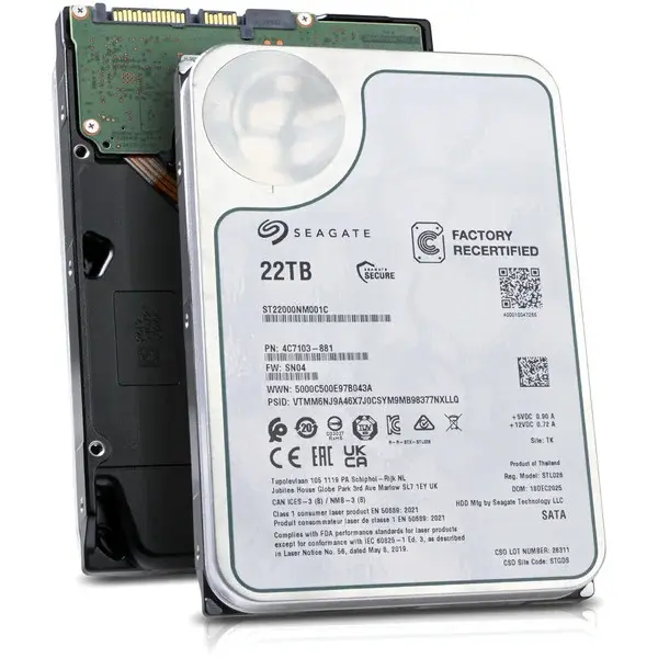 Seagate Exos X22 22 TB Generalüberholt, Festplatte SATA 6 Gb/s, 3,5"