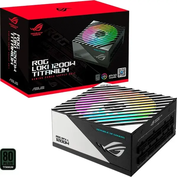 ASUS ROG Loki SFX-L 1200W Titanium, PC-Netzteil weiß, 1x 12VHPWR, 4x PCIe, Kabel-Management, 1200 Watt