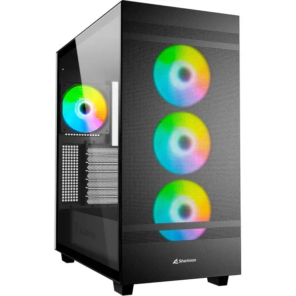 Sharkoon Rebel C50 RGB Generalüberholt, Tower-Gehäuse schwarz, Gehärtetes Glas